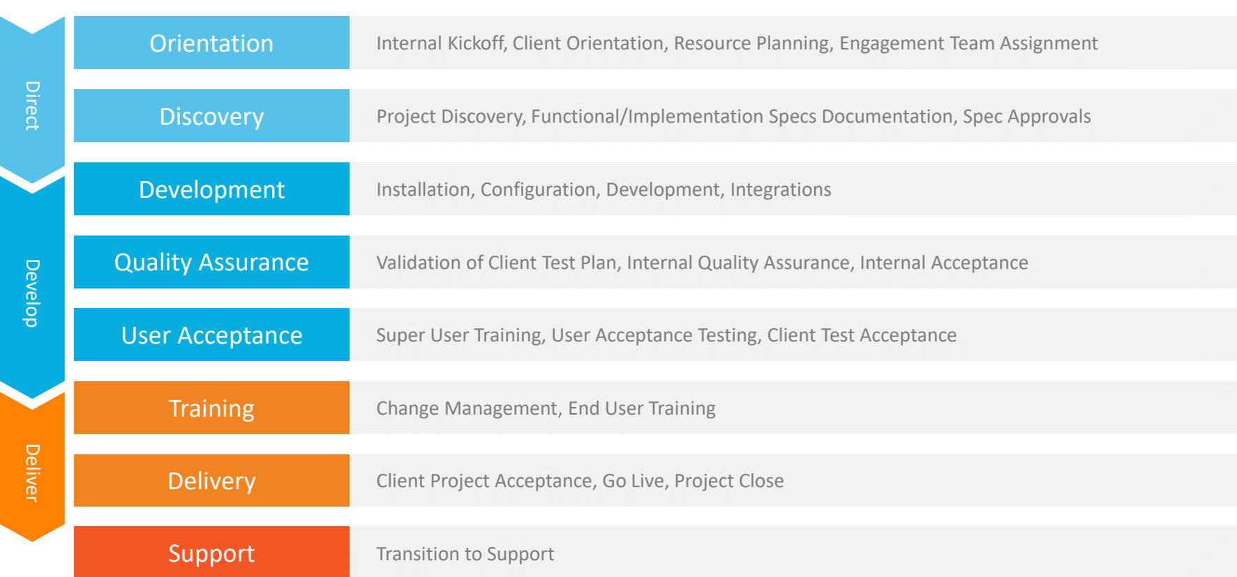 Graphic depicting the professional services delivery process