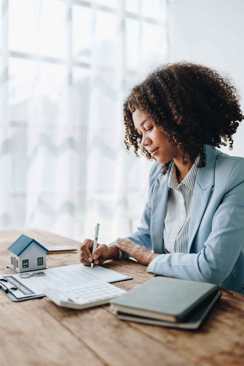 Financial advisor helping with a loan application.